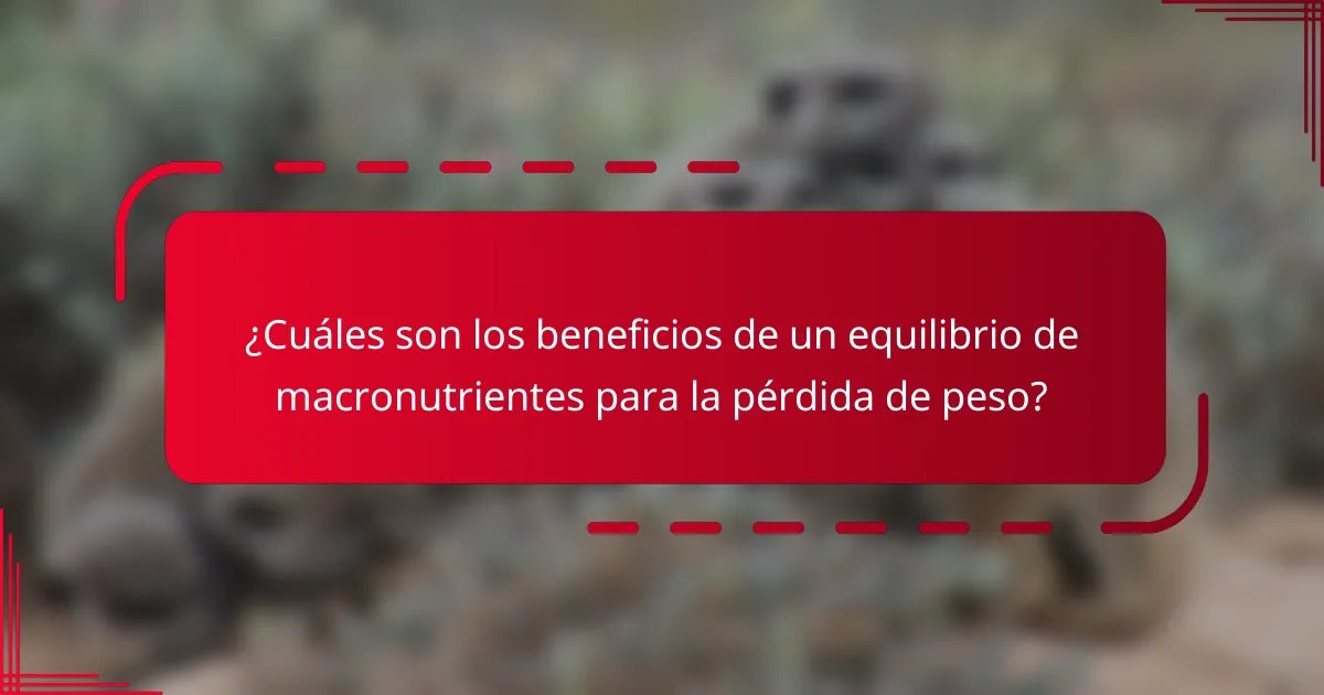 ¿Cuáles son los beneficios de un equilibrio de macronutrientes para la pérdida de peso?