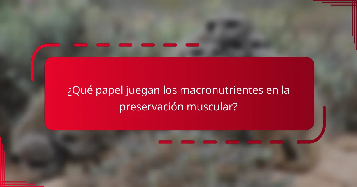 ¿Qué papel juegan los macronutrientes en la preservación muscular?