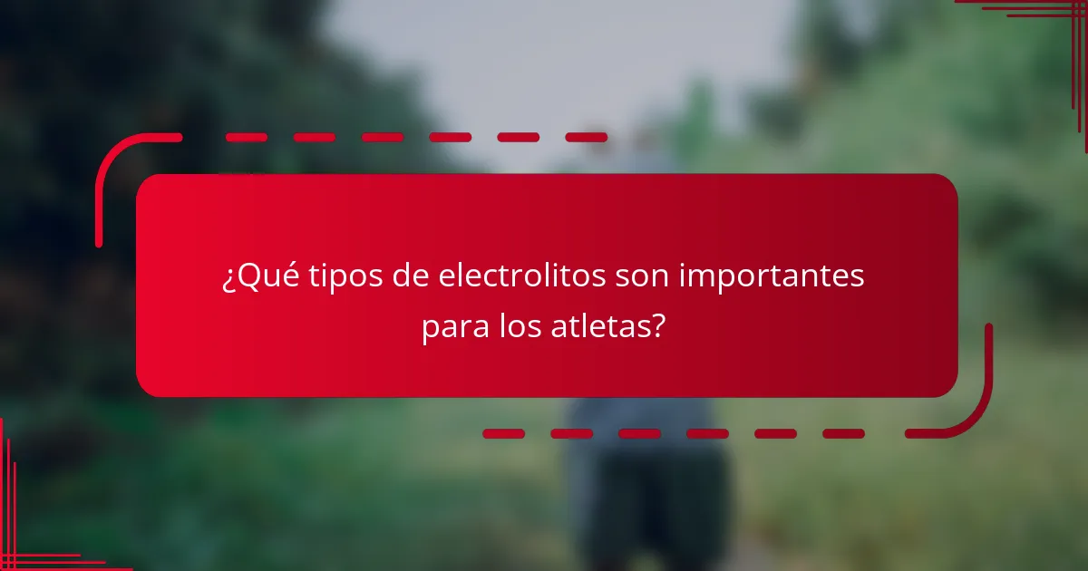 ¿Qué tipos de electrolitos son importantes para los atletas?